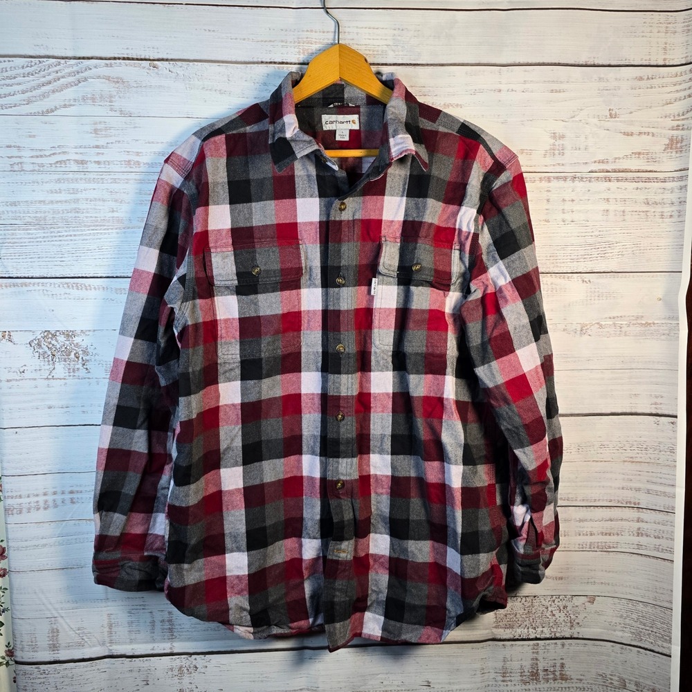 Carhartt Original Fit Plaid Flannel Button Up Shirt Size Large